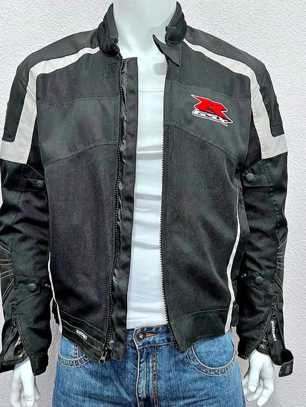 Suzuki GSXR Men 2XL Motorcycle Racing Biker Mesh Jacket Armored Sportbike CE